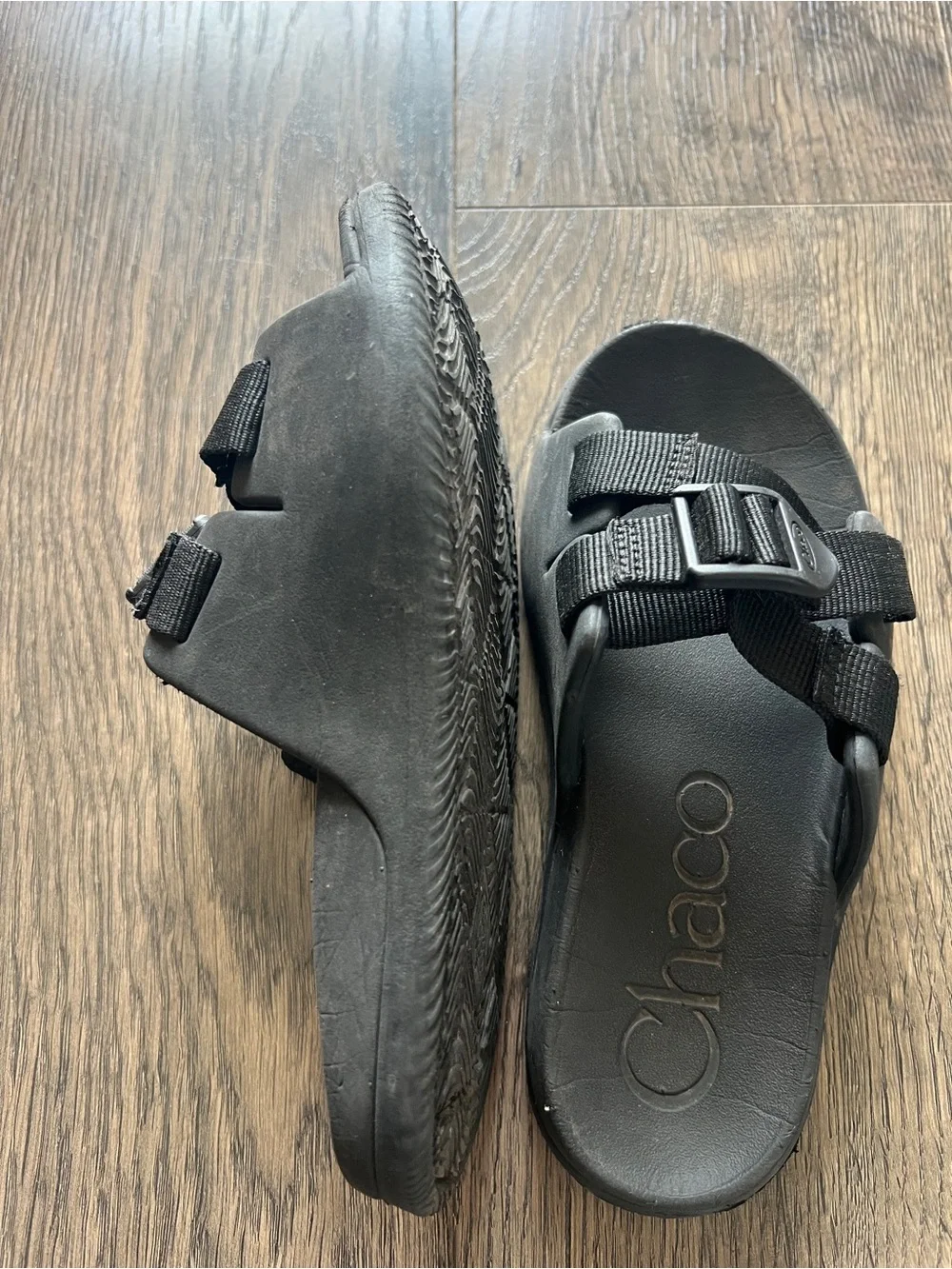 Chaco Kids Black Adjustable Strap Slide Sandals - Size K1